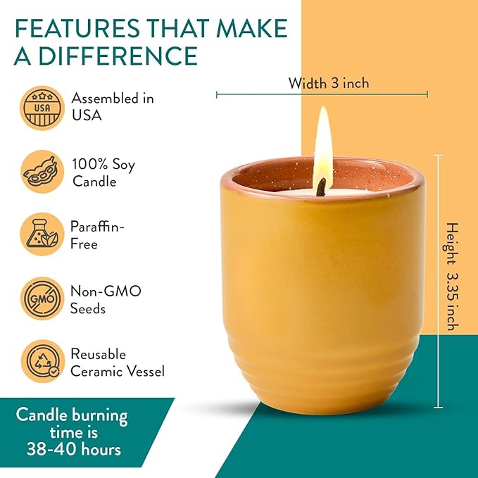 Modern Sprout - 2-in-1 Soy Candle & Planter Set - Patio Goals 3-Pack (Bug-Repelling Citronella, Rosemary, Cedarwood, Mint) 6 Oz Outdoor Scented Candles with Marigold Seeds - 38–40 Hour Burn