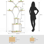 Elbourn Plant Stand Indoor with Grow Lights - 60" Tall Metal Plant Shelf for Multiple Plants, 8 Tiered Corner Plant Stands for Indoor Plants, X - Shaped Decorative Rack for Home, Living Room & Patio Decor (White)
