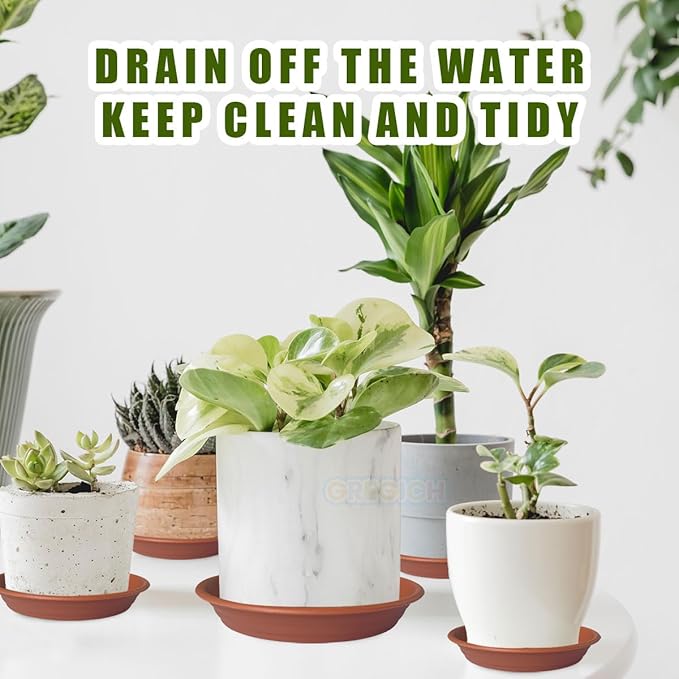 5.8 inch (4.5" at Base) Plastic Plant Saucer Pack of 6, Small Plant Saucers for Indoors, Thick Heavy Durable Plant Pots Saucers Plant Drip Trays for Pots Planter Saucers for Outdoors