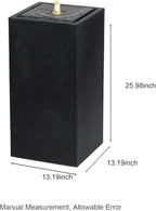 25.98” H Outdoor Water Fountain Made with Eco-Friendly Recyclable Materials, Polyethylene Square Bubbler Outdoor Fountain, Garden Decor with LED Light for Patio, Porch, Backyard (25.98”)