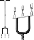 Lawn Aerator, Stainless Steel Lawn Aerator Tool with 3 Hollow Tines, Yard Grass Soil Core Aerator, Manual Lawn Plug Aerators, Core Aeration Tool for Lawn Garden Compacted Soil (Black)