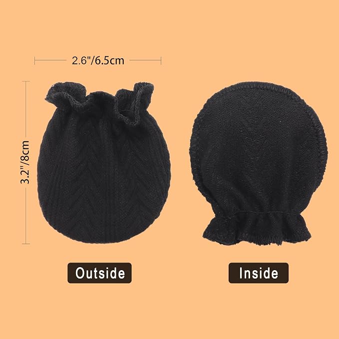BQUBO Baby Turban Hats and Mittens Set Newborn Infant Hospital Hats Caps with Bows for Baby Boys Girls 0-12 Months