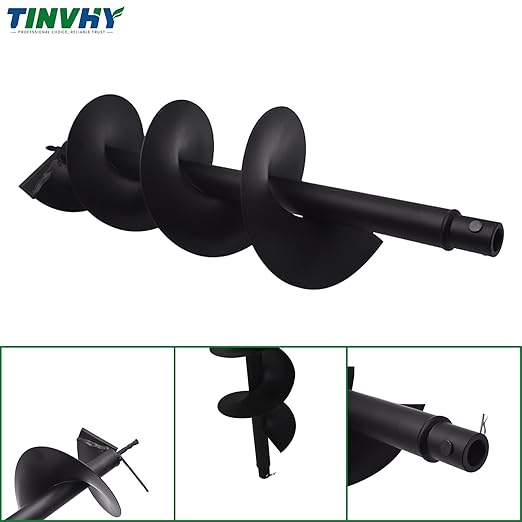 8-in Earth Auger Drill Bit, Garden Plant Flower Auger Rapid Planter Compatible Gas Powered Post Fence Hole Digger with 3/4 Shaft