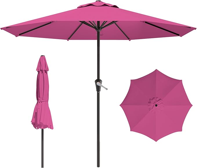 AreShark 12 FT Patio Umbrella for Outdoor, Outdoor Table Umbrella, Outdoor Patio Umbrellas with 8 Sturdy Ribs, Patio Umbrellas for Market, Garden, Deck, Backyard, Pool (Rose Pink)