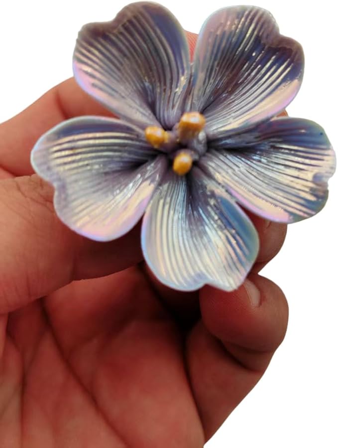 10 PCS 3D Flower Ceramic Tiles,1.6" Handmade Procelain Ceramic Flowers for Artwork,Fish Tank,Vases,Living Room, Dining Table,Office, Home Floral Decor (Single-Flowered Iridescent Purple)