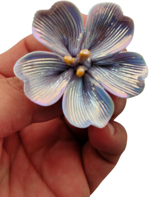 10 PCS 3D Flower Ceramic Tiles,1.6" Handmade Procelain Ceramic Flowers for Artwork,Fish Tank,Vases,Living Room, Dining Table,Office, Home Floral Decor (Single-Flowered Iridescent Purple)