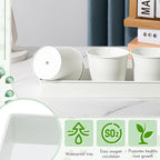FoldTier 2 Sets Herb Garden Planter Indoor Kit with Trey 10 Pcs Metal Windowsill Plant Pots with Drainage Holes Indoor Herb Planter with Marker and Labels for Home Outdoor Plants(White)