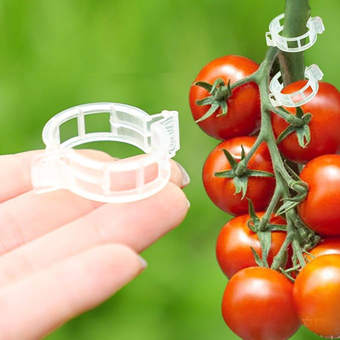 120pcs White Plant Support Clips - Tomato Clips for String Trellis, Grape Vine Clips for Garden Netting Climbing Plants, Secured Plastic Plant Clip for Fixing Stem and Vine