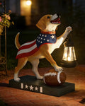 Cute Solar Dog Garden Statue with Lantern Light, 11 Inch Resin Dog Figurine Outdoor Decor, Outdoor Statues for Yard Lawn Porch Patio Balcony Home House, Unique Gift for Mom Grandma Dog Lovers Dad