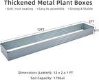 Meberam 2 Pack 12x2x1FT Galvanized Raised Garden Beds Kit Outdoor Metal Gardening Planter Box for Vegetable Elevated Flower Herbs,Gray