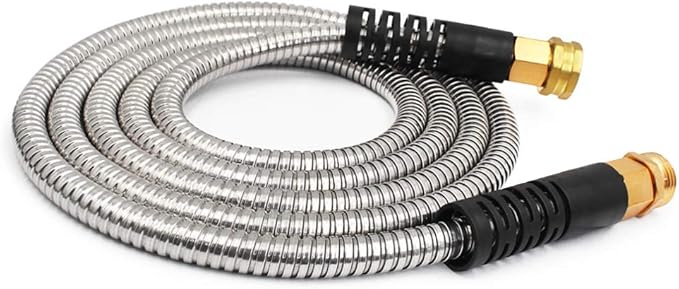 Cesun 10 FT Metal Garden Hose, Drinking RV Water Hose, Reinforced Metal Fittings, Dehumidifier Drain Hose Connector Extension, Reel Extender for Yard