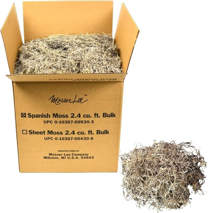 Mosser Lee Spanish Moss – Natural Decorative Moss for Houseplants, Soil Cover, Crafts, Terrariums & Floral Arrangements - 2.4 Cubic Foot