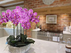 4 Pcs Artificial Orchid Flowers 9 Large Heads of Real Touch Vivid Phalaenopsis Orchid Flower Stem 36'' Tall, Artificial Flowers Branches for Home Decor, Office House Decoration-Purple Phalaenopsis