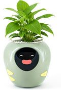 Plantbot Upgraded Large Smart Flower Pot Pet Planter Robot with Artificial Intelligence, Time Temperature Display, and Numerous Expressive Animations Based, for Indoor Decoration, Gifts (Green)