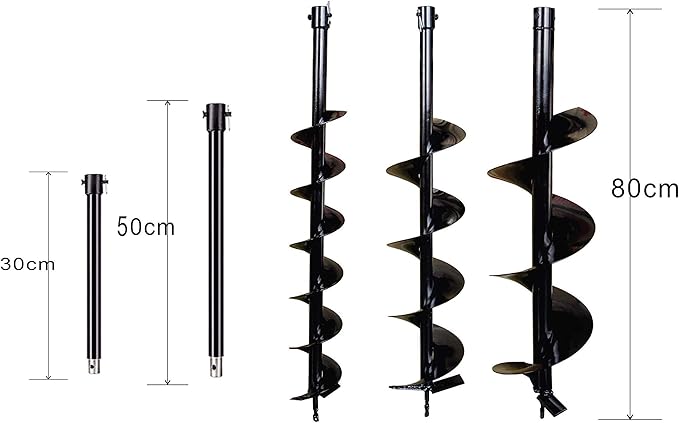 PROYAMA 54cc Post Hole Digger Gas Powered 2 Cycle Earth Auger, 5-Year Warranty Gear Box, 4 Drill Bits 4" 6" 8" 12" + Extension Rod 12" 20"