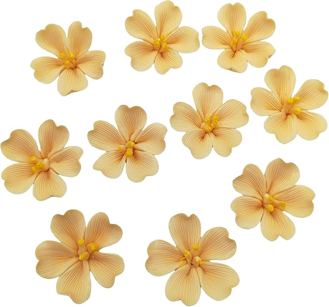 10 PCS 3D Flower Ceramic Tiles,1.6" Handmade Procelain Ceramic Flowers for Artwork,Fish Tank,Vases,Living Room, Dining Table,Office, Home Floral Decor (Single-Flowered Orange)