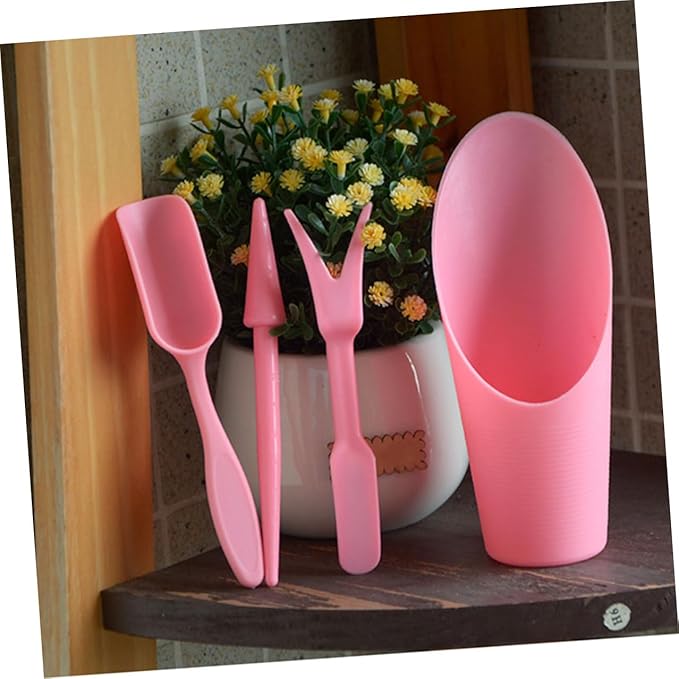 Succulent Planting Tool Set with Transplanter, Small Soil Scoop, Cleaning Brush, and Root Lifter, Pink Gardening Hand Tools Kit for Indoor and Outdoor Plant Care