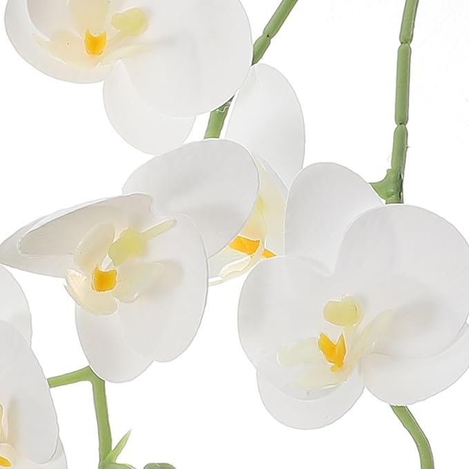 Artificial Phalaenopsis Orchid Branches Faux Butterfly Orchid Stems White Real Touch Artificial Flower Arrangement for Home Living Room Office Decoration
