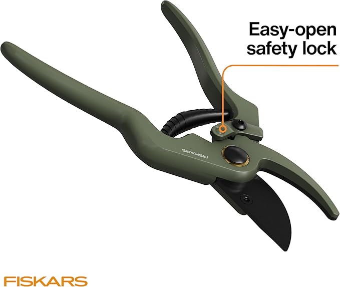 Fiskars Sculptor Plant Pruner, Precision Bypass Shears for Indoor Gardening & Bonsai, Low-Friction Steel Blades for Clean Cuts on Stems, Ergonomic Handle with Easy Lock, 1/2 Inch Capacity
