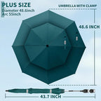 48.6" Double Canopy Beach Umbrella with Clamp, UPF50+ Beach Chair Umbrella with clip, 360°Adjustable Portable Outdoor Wheelchair, Patio, Golf Carts,Camping(Hunter Green)