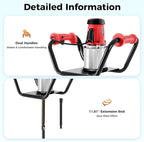 1500W Electric Post Hole Digger with 6-inch Auger Bit & Extension Rod, 1.6HP Pure Copper Motor Earth Auger Post Hole Digger for Fence Post Digging, Tree Planting, 190-200 RPM High Rotational Speed