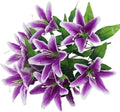 Fake Flower Simulation Flower 10 Lily Bouquet Orchid Perfume Lily Living Room Flower Arrangement Props Plastic Silk Flower(Purple)