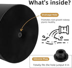 Metal Plant Pot with Drainage Hole,Mid Century Modern 7 inch Round Pot Indoor Outdoor Planters Gift for Decorative Pots of Tabletop Living Room Bedroom Black