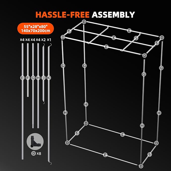 Spider Farmer 4.6x2.3 Grow Tent 2025 New, 55"x28"x80", with Hook for Controller and Power Strip, Enlarged View Window, 1680D Thicken Mylar Canvas for Indoor Hydroponic Growing SF2000, SE4500, G4500