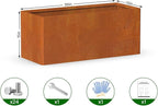 Co rten Steel Planters, 36X15X15 inch Large Rectangular Trough, All-Weather Rust-Resistant Design for Porch, Patio, Garden, Brown