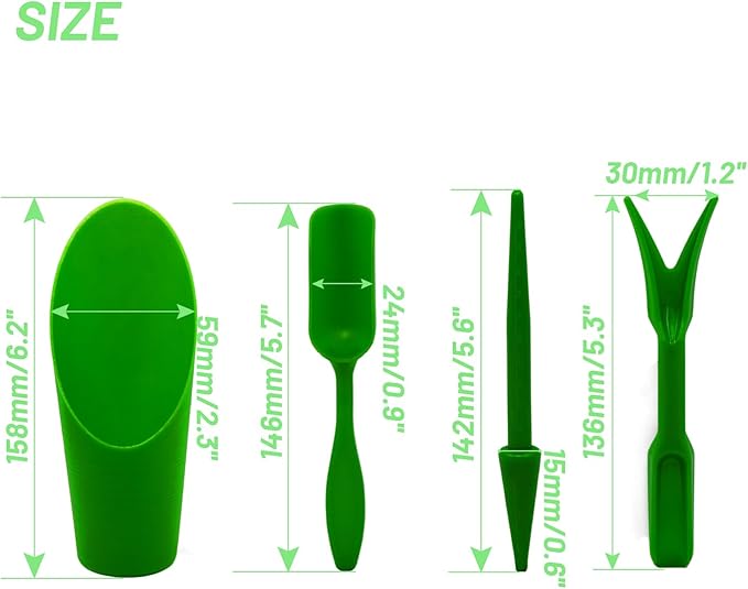 PENCK Soil Scoop for Indoor Plants - Plastic Mini Garden Plant Care Shovel Hand Tools Transplanting Succulent Cultivation Digging Scoops Kits, Green