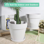 vensovo 6 Inch White Terracotta & Clay Pots for Plant with Saucer - 4 Pack Medium Terra Cotta Planter with Drainage Hole, Flowerpot for Indoor Outdoor Plants, Crafts, Wedding Favor