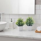 CEWOR Fake Plants 4 Packs Small Artificial Greenery Mini White Potted Plants Bathroom Accessories Decorations for Desk Bathroom Office Home Room Kitchen Table Indoor