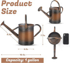 1 Gallon Watering Can for Plants, Watering Cans for Indoor&Outdoor Gardening, Galvanized Steel Watering Pot with Removable Spout, Metal Water Can with Ergonomic Movable Handle(Copper)