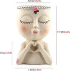 Face Planter Pot with Heart Hands, Resin Head Planter for Indoor Plants, Cute Succulent Pots with Drainage Hole, Gardening Gifts for Women Mom Teacher, 7.3" Home Decor (White)