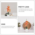 Operitacx 2pcs Artificial Potted Plant Faux Orchid Bonsai Orange Simulation Desktop Fake Orchid Flowers for Home Living Room Decoration