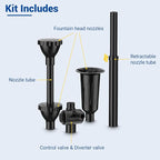 NFESOLAR Fountain Nozzle Kit, 4 Fountain Spray Patterns, Height and Water Flow Adjustable, for Garden Pond Fountain Pump