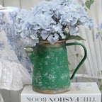Vintage Pitcher Vase Rustic Farmhouse Vase for Flowers Vintage Metal Milk Jug Small Decorative Pitcher Shabby Chic Decor for Home, Kitchen, Bathroom, Green