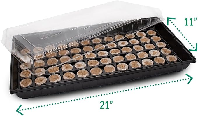 Jiffy Plant Germination Tray Kit - 72 Cell Seedling Starter Trays, SUPERthrive, Labels - 2 Pack, 144 Pellets Total - Plastic