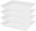 VUWEZ 4 Pack Plant Saucer Tray Rectangular, Plant Saucers for Indoors, Heavy Sturdy Plastic Plant Drainage Trays, Plant Drip Trays for Pots, Seed Starter Growing Tray (11 x 9, Creamy White)