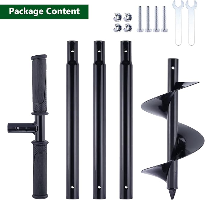 Post Hole Digger Manual 6" x 41" Garden Auger Spiral Drill with T Shaped Handle for Digging Planting Bulb Bedding