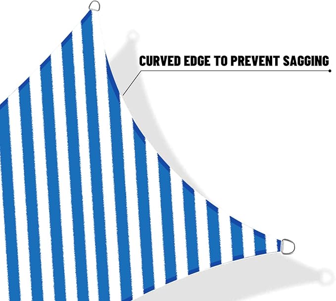 SUNNY GUARD Sun Shade Sail 16'x16'x16' Triangle Blue-White UV Block Sunshade for Backyard Yard Deck Patio Garden Outdoor Activities and Facility(We Make Custom Size)