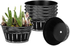 vensovo 8 Inches Black Metal Rustic Plant Pots - 6Pcs Shallow Galvanized Planters with Drain Hole and Rubber Plug, Rustproof Tin Bucket Succulent Pot Indoor Farmhouse Vintage Style for Decor