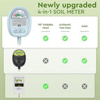 4-in-1 Soil Moisture Meter, Moisture Meter for Plants, Soil Ph Meter, Tester for Moist, Light, Nutrients, pH, Great for Garden, Lawn, Farm, Indoor & Outdoor Use，No Battery Required, Blue