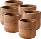Serene Spaces Living Set of 12 Small Mango Wood Cachepot, Natural Wooden Pot for Faux Flowers & Plants, Potted Indoor Plants, Home, Office, Restaurant Decor, Measures 4.75" Diameter & 4.5" Tall