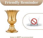 Sziqiqi Gold Flower Arrangements Vase for Wedding Table Centerpiece - 9in Metal Planter Vase Pot for Artificial Real Flower Small Trumpet Plant Urn for Garden
