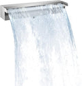Pool Waterfall Fountains, Stainless Steel Rectangular Pool Waterfall Spillway with Pipe Connector for Indoor/Outdoor Decorative (17.7 Inch)