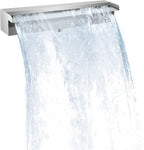 Pool Waterfall Fountains, Stainless Steel Rectangular Pool Waterfall Spillway with Pipe Connector for Indoor/Outdoor Decorative (17.7 Inch)