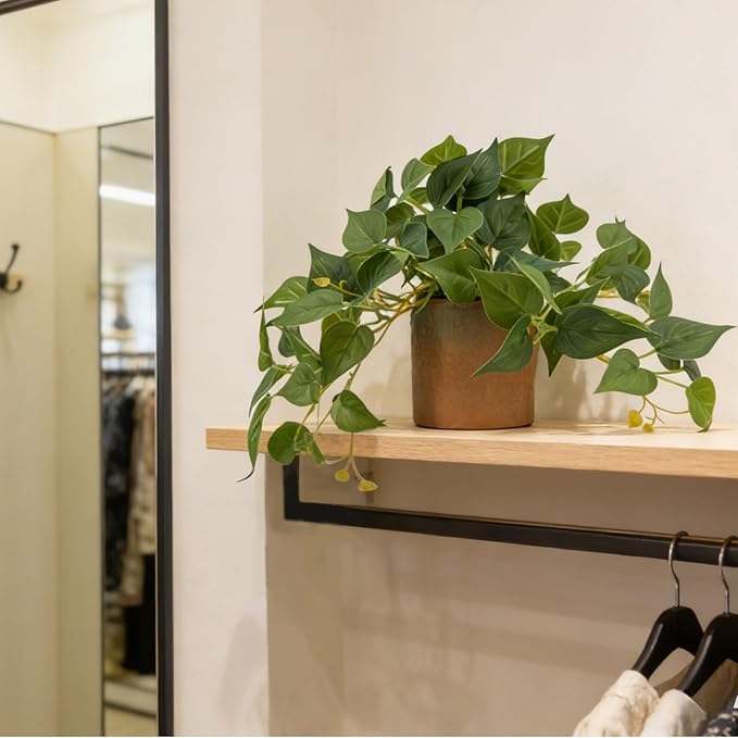 Artificial Plant Indoor Fake Pothos with Pulp Pot, Fuax Potted Plant for Home, Office, Desk, Shelf, Living Room, Bedroom&Balcony Décor (1)
