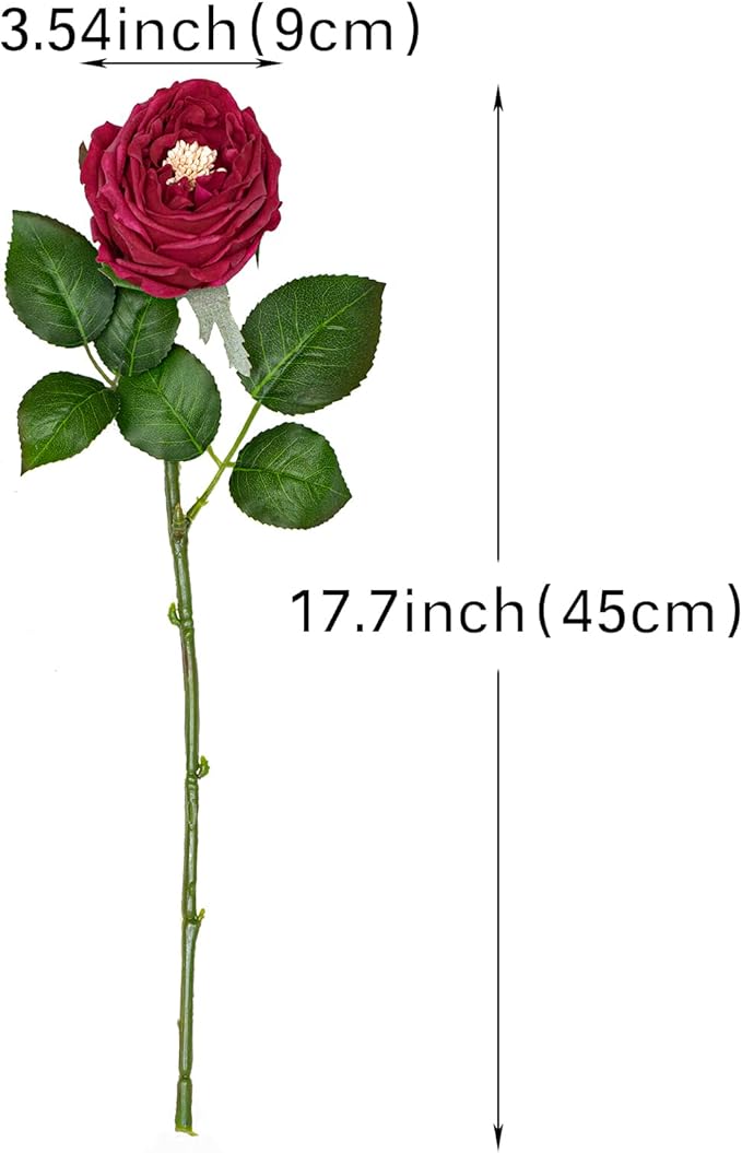 DUYONE Fake Flowers for Decoration Home Decor Artificial Flowers Austin Rose Peony Latex Fake Flower Living Room Decoration Vivid Pink Roses Peonies (Red 4pcs)