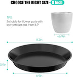 6 Pack Plant Saucer 4 6 8 10 12 14 16 18 20 22 Inch Plastic Plant Tray, Sturdy and Durable Flower Pot Container Accessories Plant Pot Saucers for Indoor and Outdoor (8 Inch, Black)